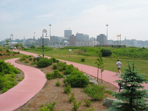 View of the Fort LaTour site approching downtown Saint John; Province of New Brunswick