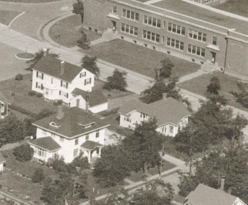 Aerial view of house in 1958; Wyatt Heritage Properties, Acc. 013.21