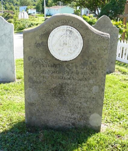 Photo of headstone with marble inlay, Chapel Cemetery, Holyrood, NL, 2007/08/28; L Maynard, HFNL 2008