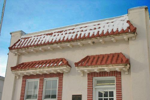 Detail view of the Manitoba Telephone System Building, Carberry, 2008; Historic Resources Branch, Manitoba Culture, Heritage, Tourism and Sport, 2008