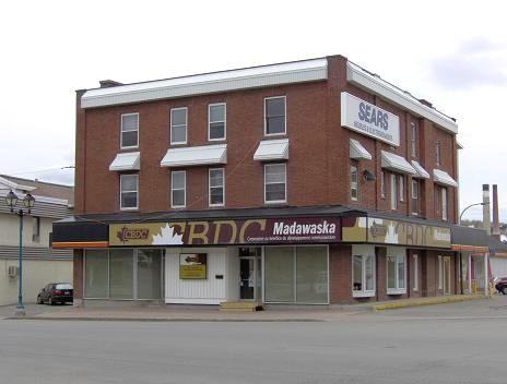 The front façade of the store, taken from Edmundston City Hall; Madawaska Historical Society
