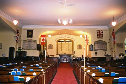 View of the interior showing the box pews – nd; OHT