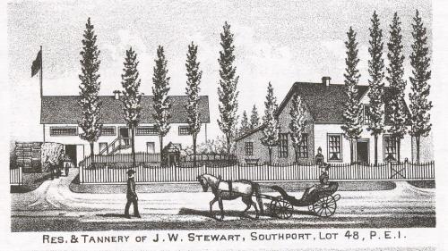 Residence and tannery of J.W. Stewart; Meacham's Illustrated Historical Atlas of PEI, 1880