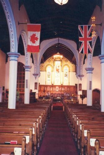 Interior view down the centre aisle - 1991; OHT - 1991