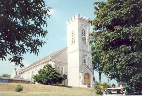 View of the exterior, south façade and tower - 1991; OHT - 1991