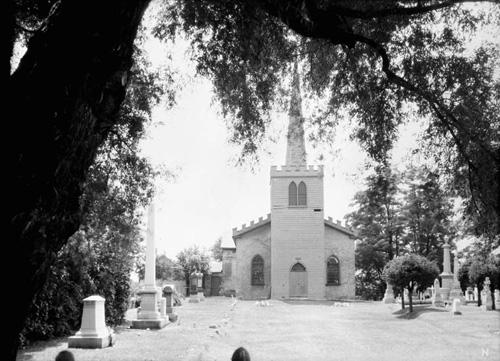 View through the front of cemetery to the façade - 1925; Meredith, Colborne Powell, [Photograph], c. 1925, PA-026813, Library and Archives Canada