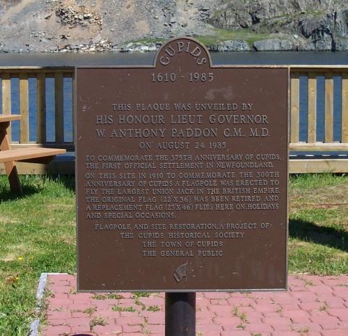Photo of the brass commemorative plaque located on the John Guy Flag Site public area. Photo taken 2005.; Deborah O'Rielly/ HFNL 2008