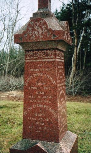 Detail of Robert Bruce Stewart stone; PEI Genealogical Society, 2006