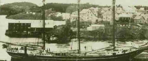The long dark shed is located out on the water on the left; Charlotte County Archives