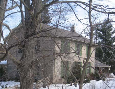 View of the south façade depicting the 6/6 window panes and keystone surmounts, 2007.; Lindsay Benjamin, 2007.