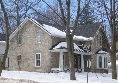 View of the 2/2 double-hung windows on the south façade of 425 Provost Lane, 2007.; Lindsay Benjamin, 2007.