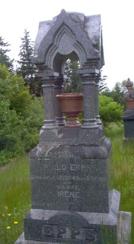 Monumental gravestone illustrating both red and black granite; Town of St. George