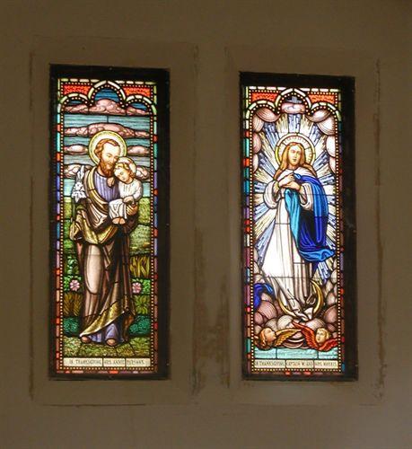 Interior view of stained glass window in former chapel, 5355 Russell Street, Halifax, NS, 2008.; Halifax Regional Municipality, Heritage Property Program.