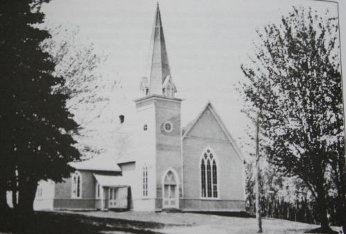 Archive image - southeast elevation with spire; Highlights of Cardigan and Area, 1987