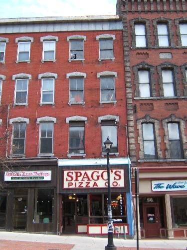 This photograph shows the contextual view of the building and its proximity to the neighbouring properties on King Street., 2004; City of Saint John