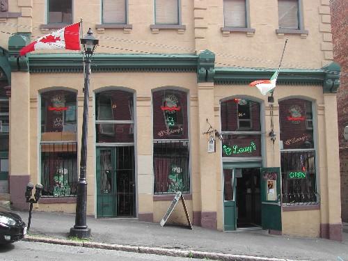 This photograph shows the entry-level of the building and illustrates the slope of Princess Street, 2005; City of Saint John