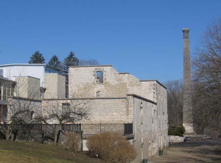 Contextual view of the Goldie Mill Ruins as viewed from the east.; Lindsay Benjamin, 2007.