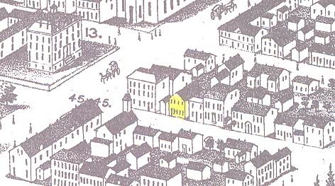 Showing house and streetscape; Panoramic View of Charlottetown, 1878