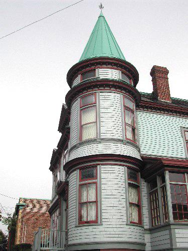This photograph shows the conical tower with finial, 2005; City of Saint John
