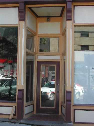 This photograph shows the deeply recessed entrance, 2005; City of Saint John