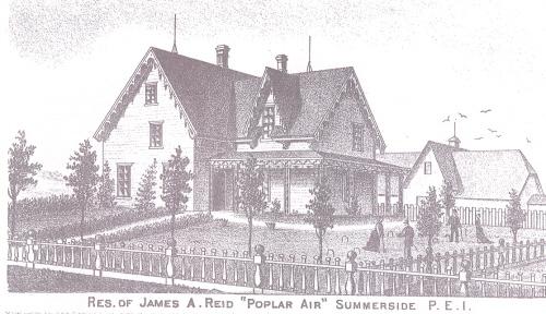 Engraving of Poplar Air with croquet on the lawn; Meacham's Illustrated Historical Atlas of PEI, 1880