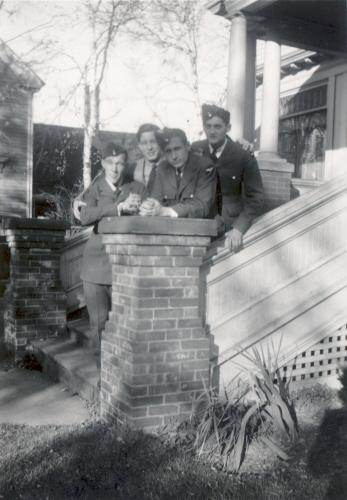 Showing RCAF airmen on front steps, c. 1941; MacNaught Archives Acc. 066.012