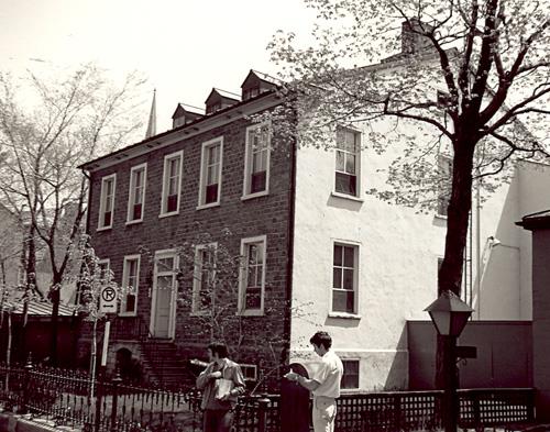 View of the façade of Sewell House, showing the symmetrical, five-bay design, and central entrance, 1969.; Parks Canada Agency / Agence Parcs Canada, 1969.