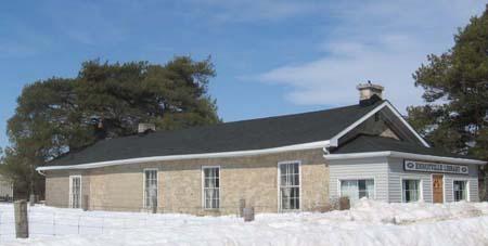 View of the west elevation of the Ennotville Library as seen from Sixth Line, 2007.; Kayla Jonas, 2007.