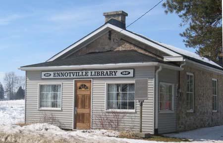 South façade of the Ennotville Library, 2007.; Kayla Jonas, 2007.