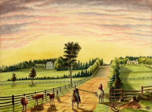 Robert Harris painting of Mount Edward Road, 1871; Confederation Centre Art Gallery