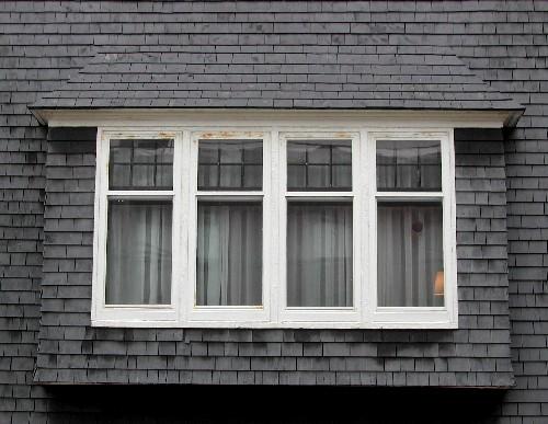 This image provides a view of one of the two, single storey oriel windows, 2005; City of Saint John