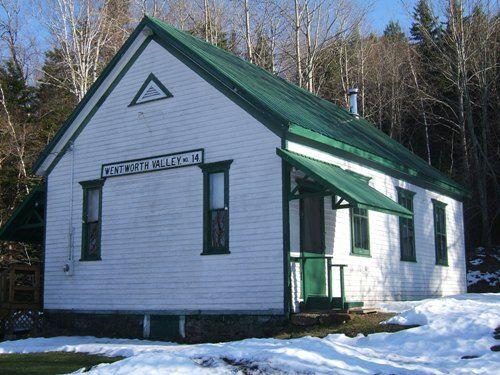 Front elevation including sign, Wentworth Valley Schoolhouse, Wentworth, NS, 2009.; Heritage Division, NS Dept of Tourism, Culture and Heritage, 2009