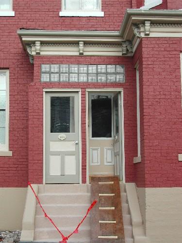 This photograph shows the double entrances, 2005; City of Saint John