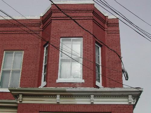 This photograph shows the upper portion of the bay window, 2005; City of Saint John