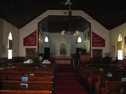 The Bethania Norwegian Evangelical Lutheran Church interior, 2008; Robertson, 2008