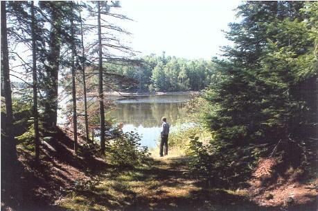 View of Boishébert, showing the viewplanes between Wilsons Point and Beaubears Island that are reminiscent of their shared history as an Acadian refuge, 1999.; Agence Parcs Canada / Parks Canada Agency, Ian Doull, 1999.