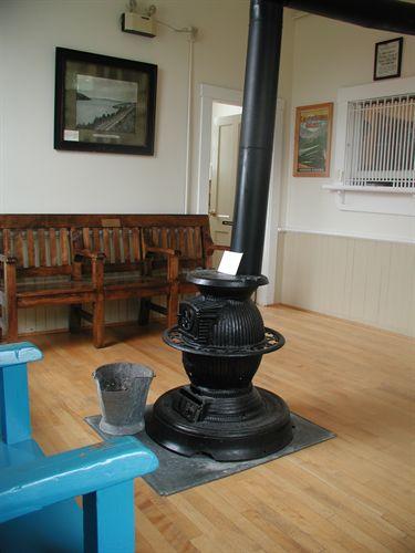 Waiting room, Orangedale Railway Station, Orangedale, Nova Scotia, 2002.; Inverness County Heritage Advisory Committe, 2002.