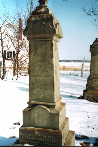 Showing one of the 19th century stones; PEI Genealogical Society, 2007
