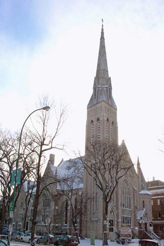 Primary elevations, from the northeast, of Augustine United Church, Winnipeg, 2008; Historic Resources Branch, Manitoba Culture, Heritage and Tourism, 2008