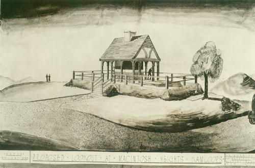 Historic drawing of McIntosh Memorial, 1932; City of Kamloops, 2007, Museum and Archives