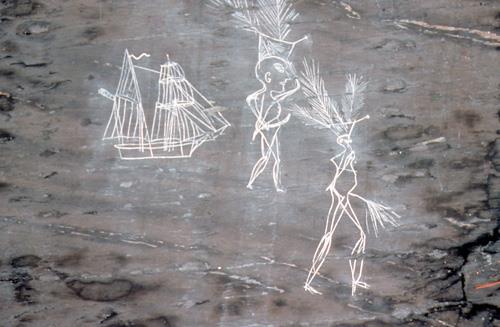View of the petroglyphs at Kejimkujik National Historic Site of Canada.; Parks Canada Agency / Agence Parcs Canada.