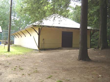 Of note are the post and beam construction and ornamental braces of the Pavillion.; Kayla Jonas, 2007.