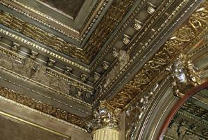 View of the interior of the Elgin Theatre, showing its classical motifs and guilding, 1994.; Parks Canada Agency / Agence Parcs Canada, J. Butterill, 1994.