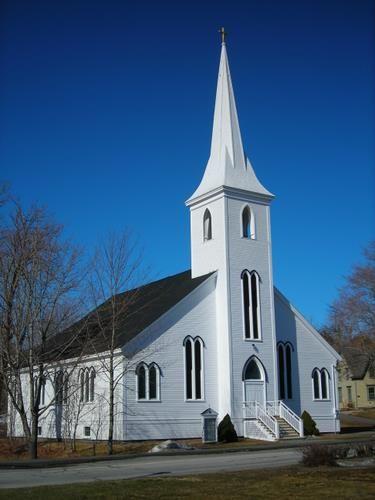 Front and side elevations of St.John's Evangelical Lutheran Church, Mahone Bay, NS, 2009.; Heritage Division, NS Dept. of Tourism, Culture and Heritage, 2009