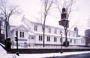 General view of St. Paul's Anglican Church, showing the rectangular volume with gable roof, 1994.; Parks Canada Agency / Agence Parcs Canada, 1994.