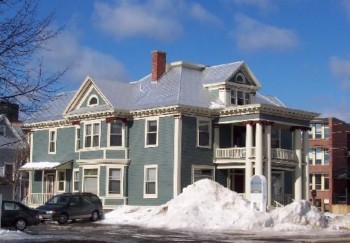 Kilburn House, 155 Smythe Street, side view showing parking lot; City of Fredericton