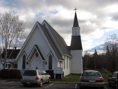 Front view of the church; Town of Florenceville-Bristol