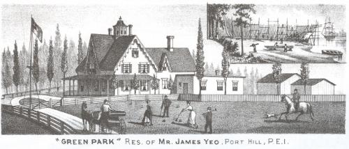 Engraving of house and shipyard; Meacham's Illustrated Historical Atlas of PEI, 1880
