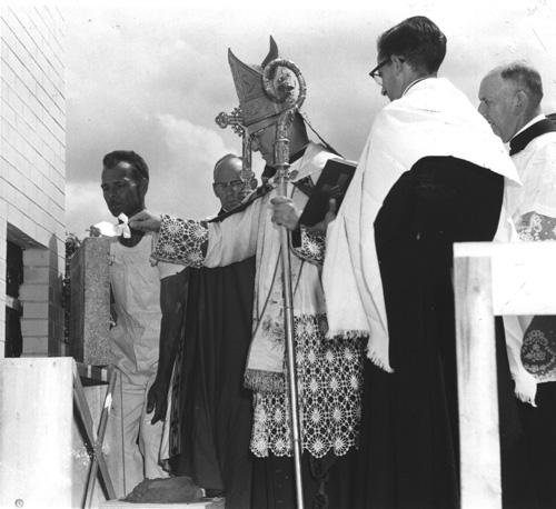 Benediction of the building by Archbishop Msgr. Norbert Robichaud; Acadian Research Centre