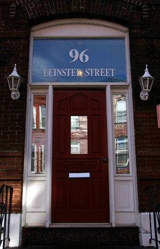 This image shows the main entrance of the building, 2007; City of Saint John